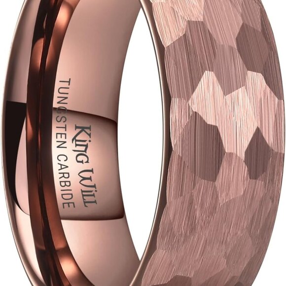 6mm 8mm Men's Tungsten Carbide Wedding Ring Hammered Groove Wedding Band Mens Tw